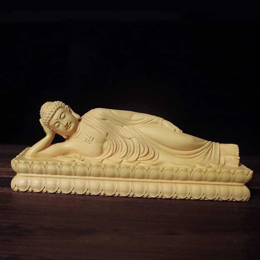 Amazon｜釈迦如来像 (涅槃像) 高級天然ツゲ木彫り釈迦牟尼仏